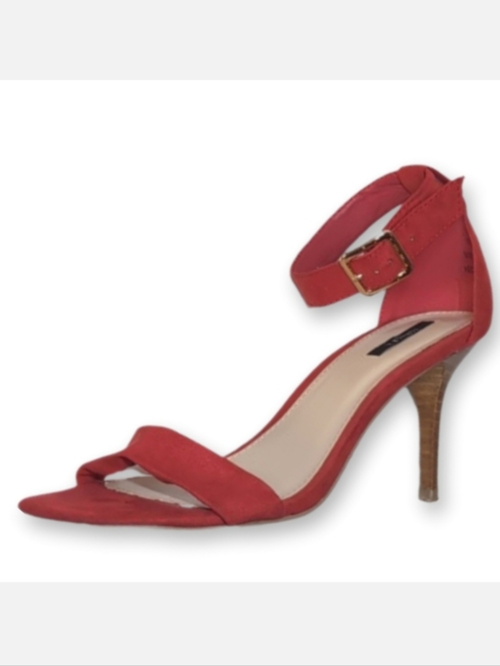 Forever 21 High Heel Sandals Womens Size 9 Red Ankle Strap Faux Suede Shoes